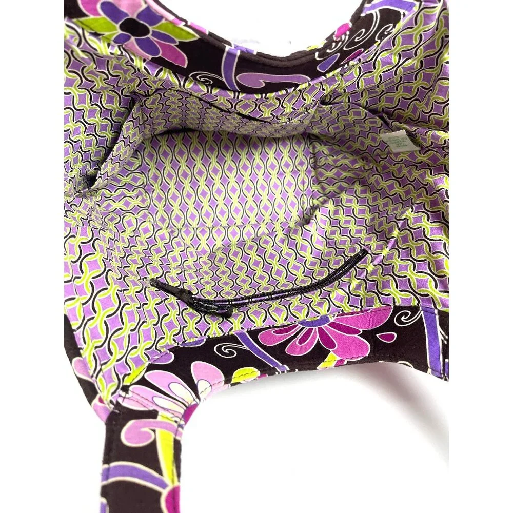 Vera Bradley Shoulder Tote Bag Purple Punch Floral Quilted Purse Pockets Retired - Picture 3 of 16